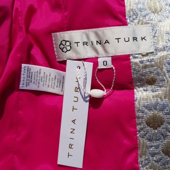 Trina Turk carrington metallic blazer, gold - Picture 5 of 7